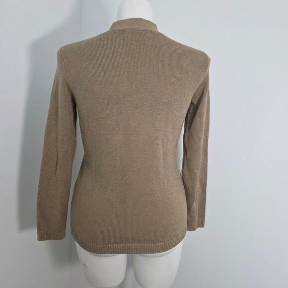 Karen Scott Cotton Hardware Henley Sweater color tan sz S - Picture 2 of 10